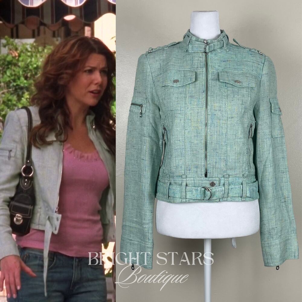 Rare Vintage Mint Green Moto Jacket ASO Lorelai Gilmore Girls 2000s Casual